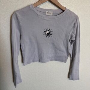 Y2K Indie Aesthetic Yin Yang Sun Urban Nation Baby Tee Small Grey